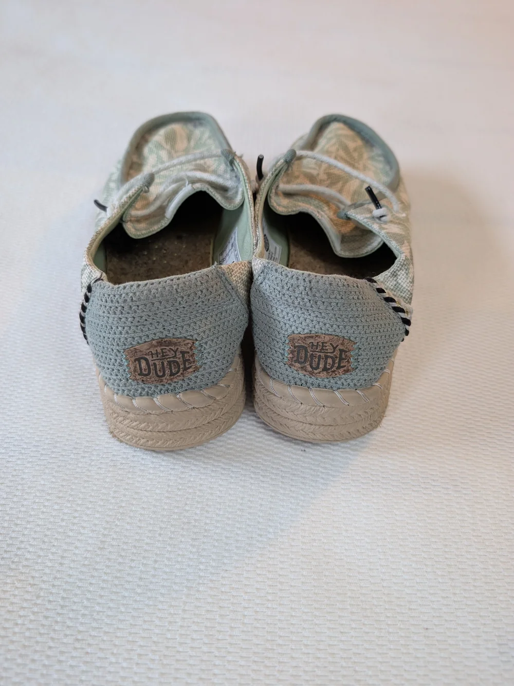 HEYDUDE Wendy Espadrille Retro Palm Celadon Green Shoes Women’s Size 6